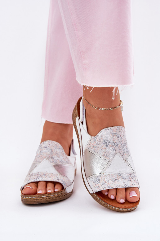 Weiße Damen-Sandalen mit Plattform Braid Tai turiciejka L7067-11
