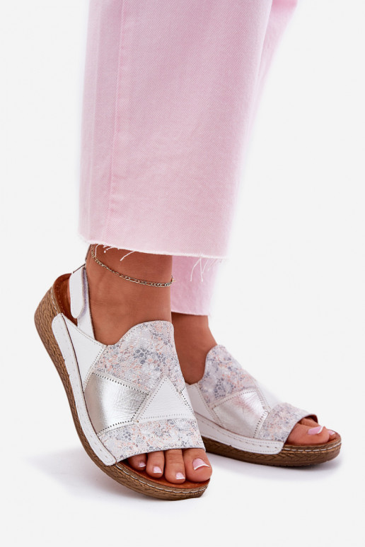 Weiße Damen-Sandalen mit Plattform Braid Tai turiciejka L7067-11