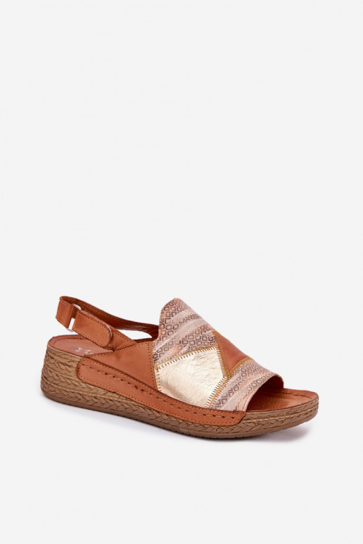 Braune Damen-Sandalen mit Plattform Braid Tai turiciejka L7067-29
