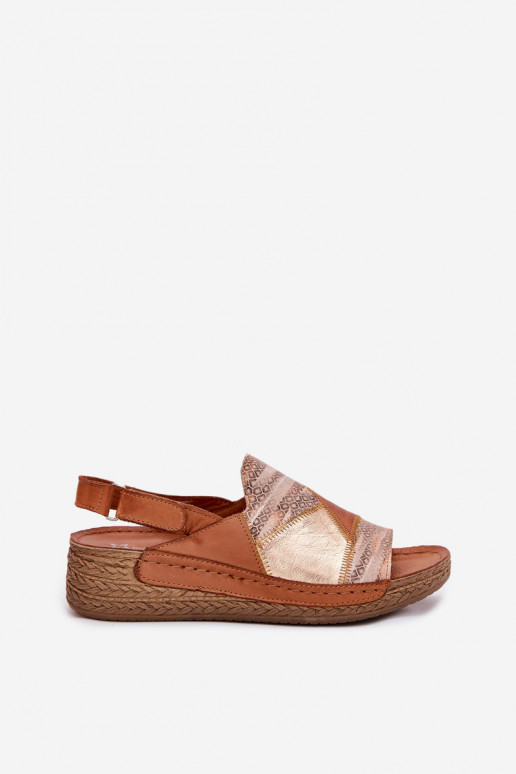 Braune Damen-Sandalen mit Plattform Braid Tai turiciejka L7067-29