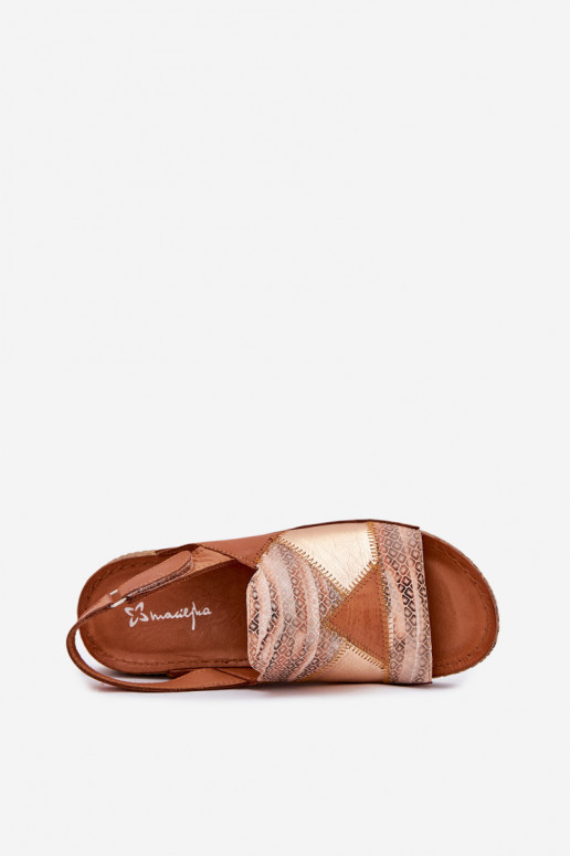 Braune Damen-Sandalen mit Plattform Braid Tai turiciejka L7067-29