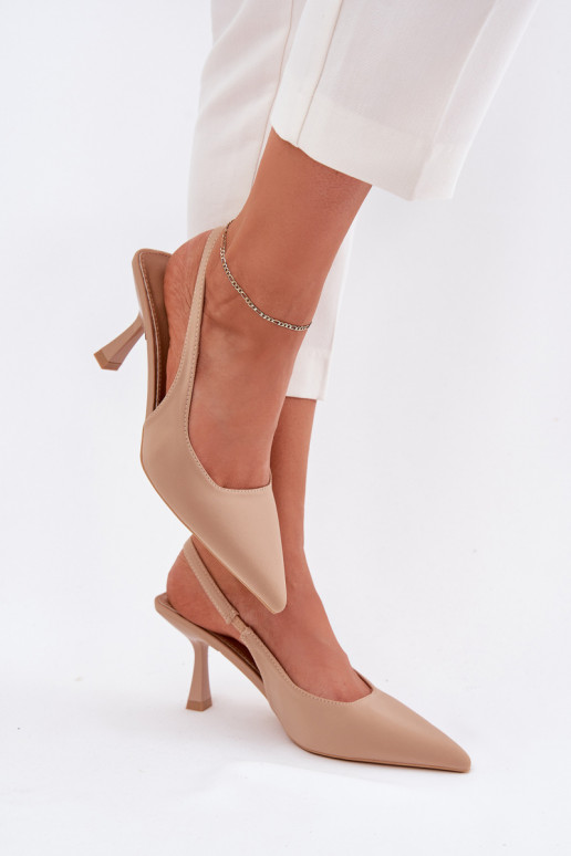 Beige Damen-Sandalen mit dünnen Absätzen Lunira