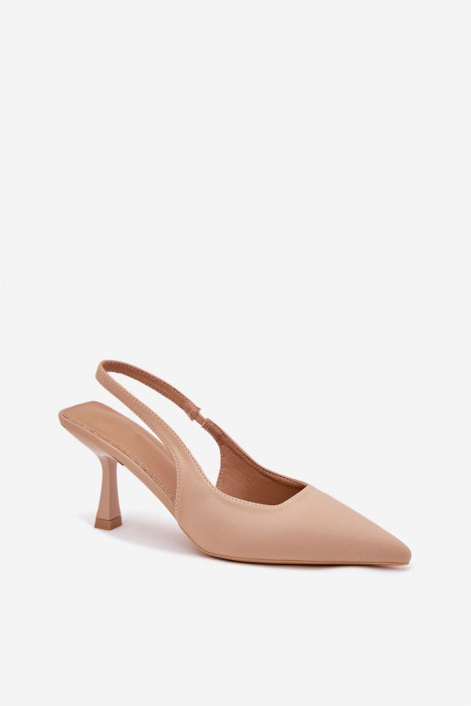 Beige Damen-Sandalen mit dünnen Absätzen Lunira