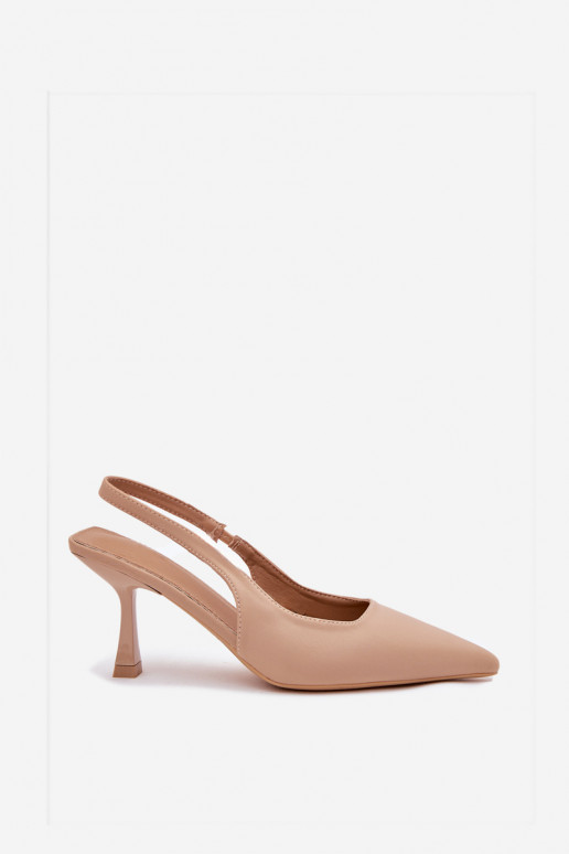 Beige Damen-Sandalen mit dünnen Absätzen Lunira