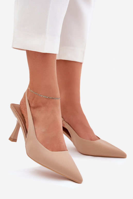 Beige Damen-Sandalen mit dünnen Absätzen Lunira