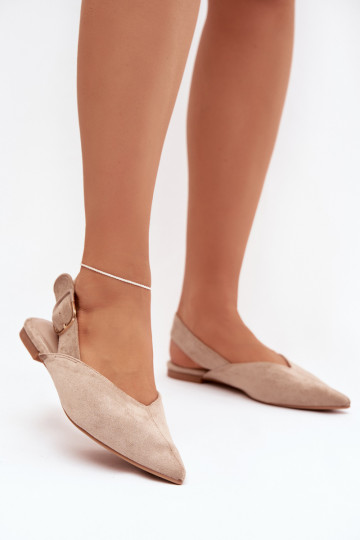 Beige Damen-Ballerinas mit Schnallen Tanelia