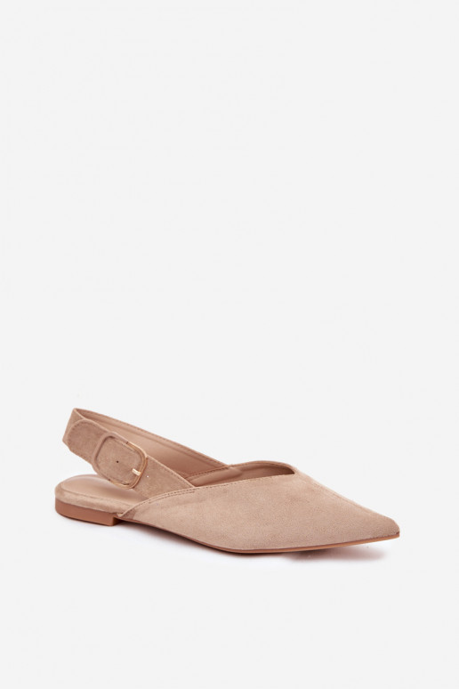 Beige Damen-Ballerinas mit Schnallen Tanelia