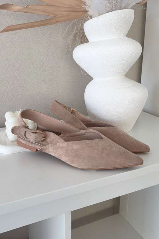 Beige Damen-Ballerinas mit Schnallen Tanelia