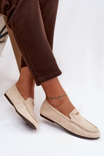 Beige Damen-Mokassins mit goldenen Details Sarivelle 2
