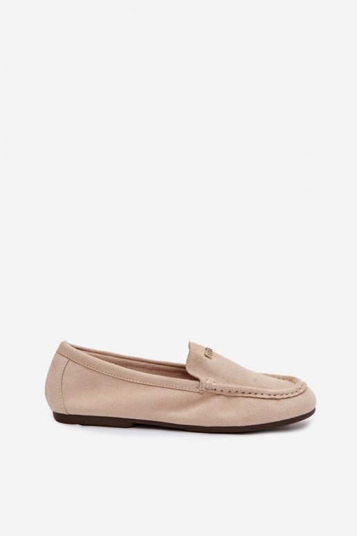 Beige Damen-Mokassins mit goldenen Details Sarivelle