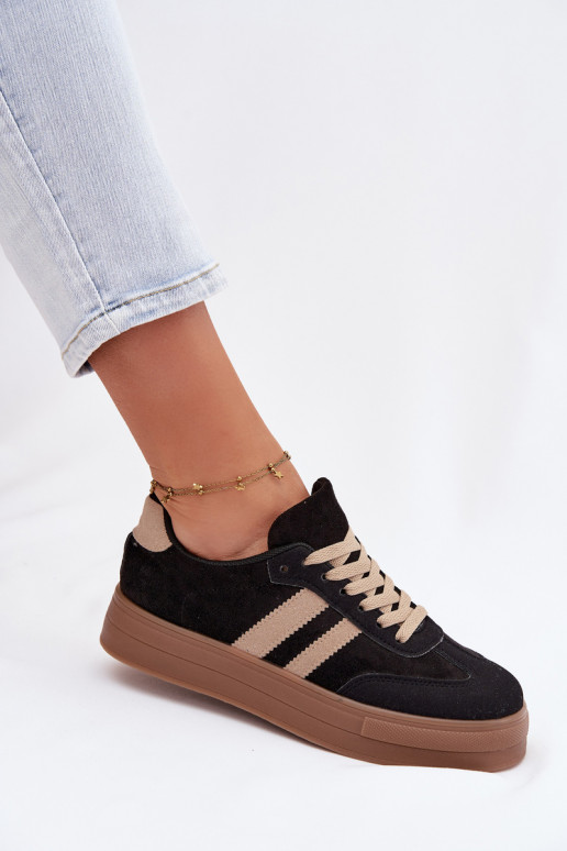 Schwarze Sportschuhe mit Plattform Giselia