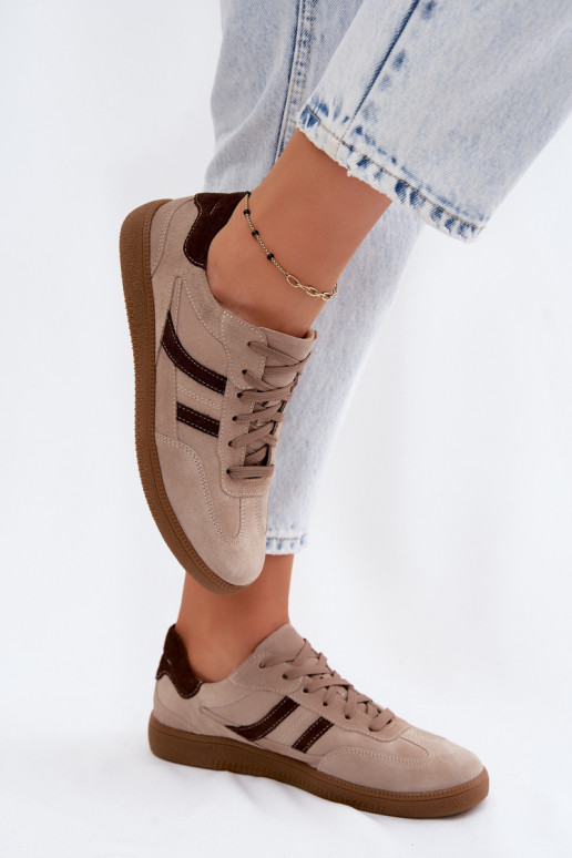 Sandfarbene Veloursleder-Sneakers Zazoo N1176S2