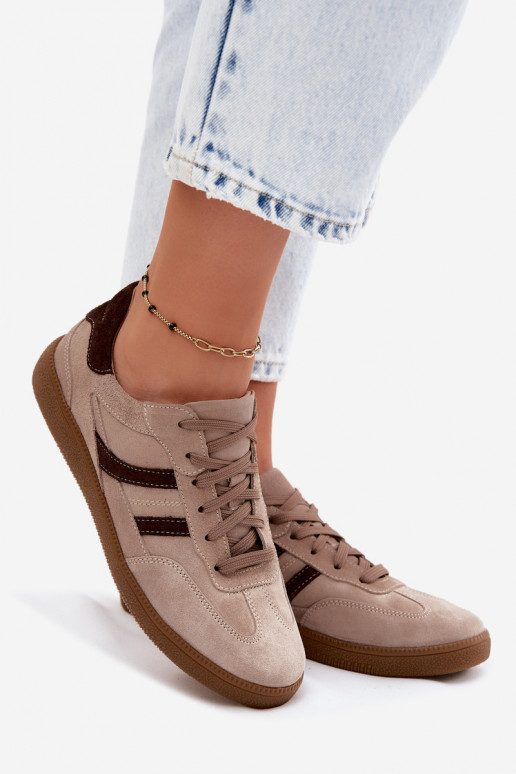 Sandfarbene Veloursleder-Sneakers Zazoo N1176S2