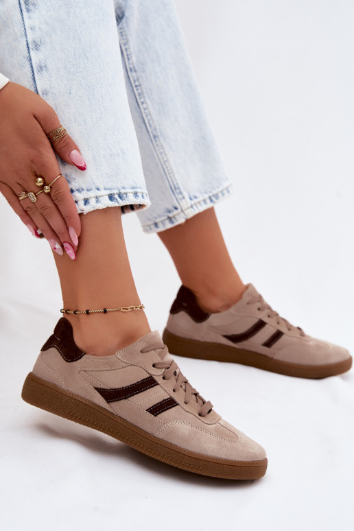 Sandfarbene Veloursleder-Sneakers Zazoo N1176S2