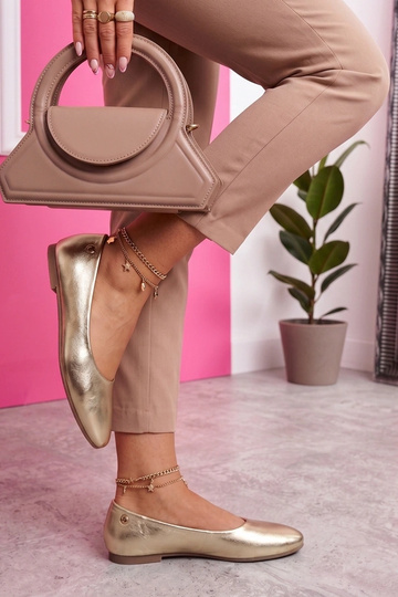 Goldene Ballerinas mit weichem Fußbett Corra