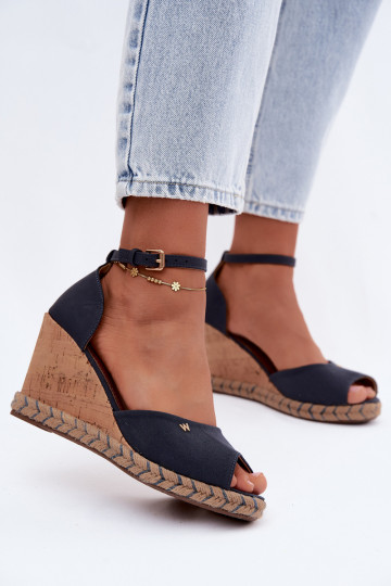 Dunkelblaue Damensandalen mit Plattform Su Braid INrangler 20261086.29Y 2