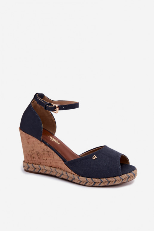 Dunkelblaue Damensandalen mit Plattform Su Braid INrangler 20261086.29Y