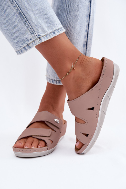 Rosa Damenschuhe aus Leder mit Klettverschlüssen Inblu OE0001GU