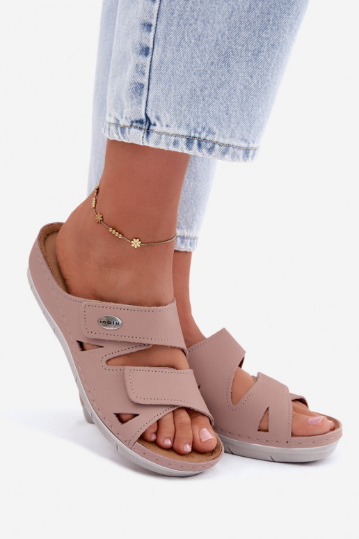 Rosa Damenschuhe aus Leder mit Klettverschlüssen Inblu OE0001GU