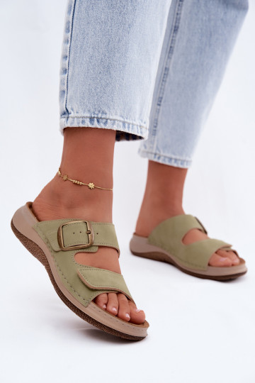Grüne Damenschuhe mit Schnallen und Klettverschlüssen INBLU LL000006