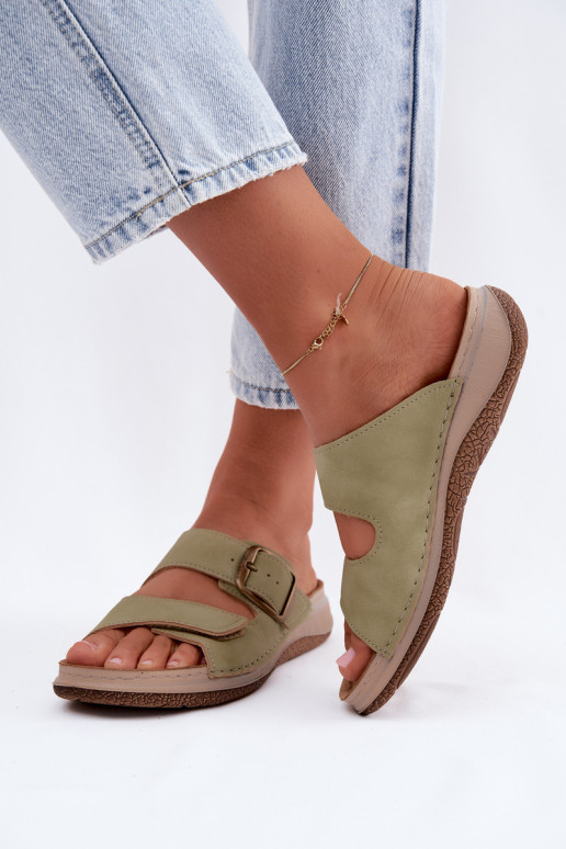 Grüne Damenschuhe mit Schnallen und Klettverschlüssen INBLU LL000006