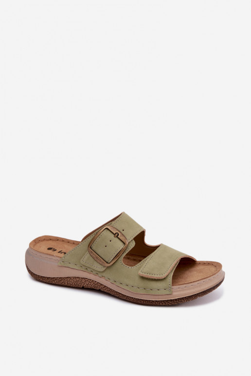 Grüne Damenschuhe mit Schnallen und Klettverschlüssen INBLU LL000006