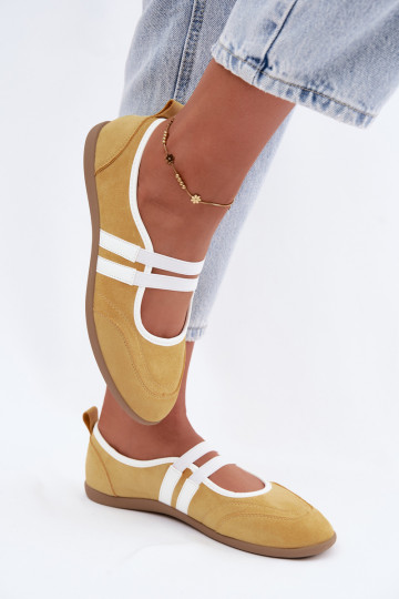 Gelbe sportliche Ballerinas mit elastischen Riemen Donatella