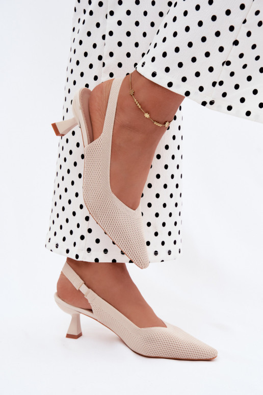 Sandfarbene High Heels Sandalen Typu Klepsydra Purea