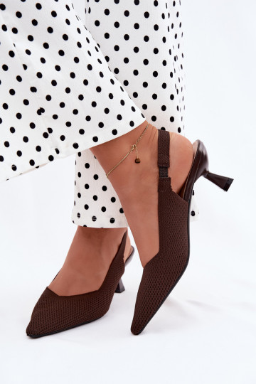Schokoladenfarbene High Heels Sandalen Typu Klepsydra Purea