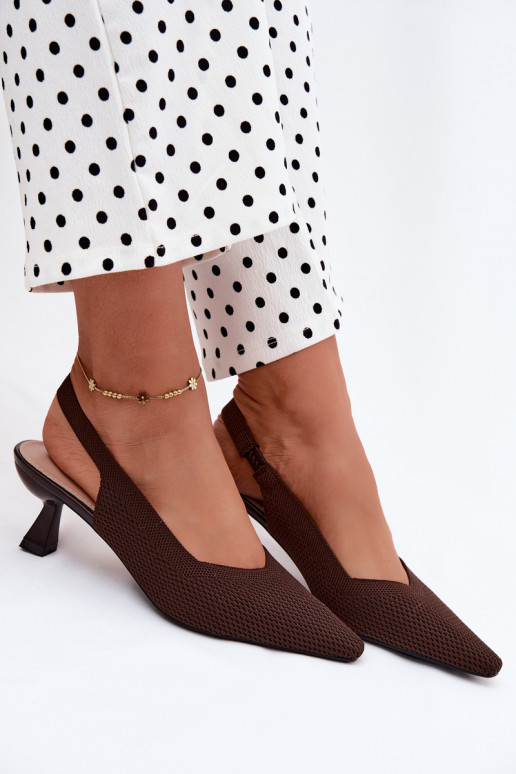 Schokoladenfarbene High Heels Sandalen Typu Klepsydra Purea