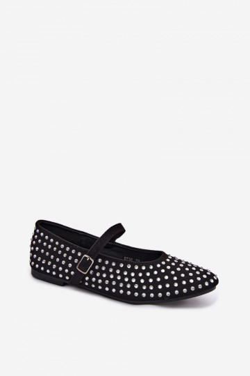 Schwarze dekorierte Ballerinas mit Riemchen Nerolia 2