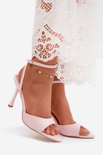 Rosa Damen-Sandalen mit dünnen Absätzen aus Kunstleder Palmer 2