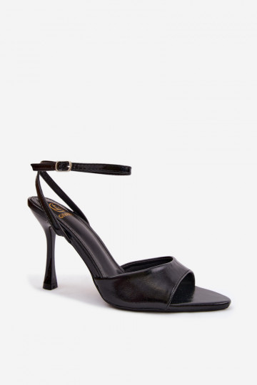 Schwarze Damen-Sandalen mit dünnen Absätzen aus Kunstleder Palmer 2