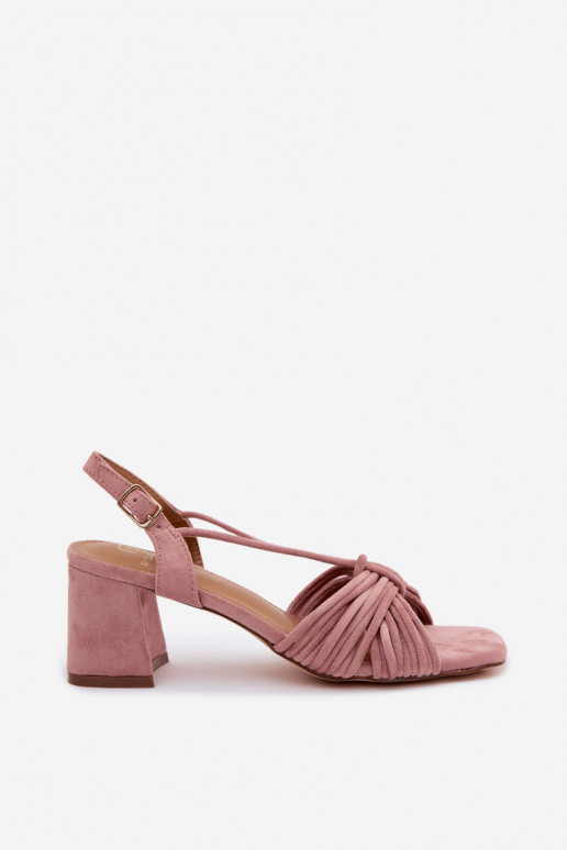 Damen-Sandalen mit Riemen und Absätzen in rosa Taffina