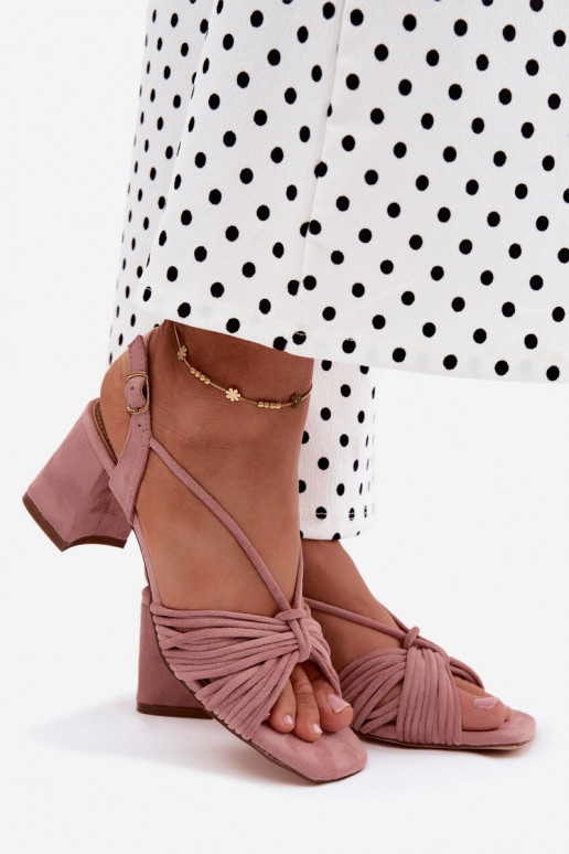 Damen-Sandalen mit Riemen und Absätzen in rosa Taffina