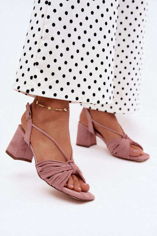 Damen-Sandalen mit Riemen und Absätzen in rosa Taffina