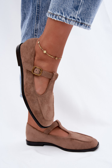 Damen Schuhe mit Riemen aus Kunstveloursleder in khaki Bonnia