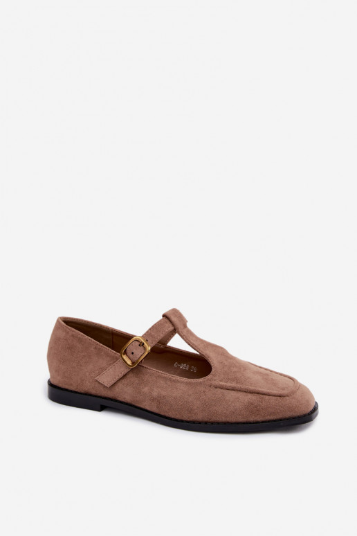 Damen Schuhe mit Riemen aus Kunstveloursleder in khaki Bonnia