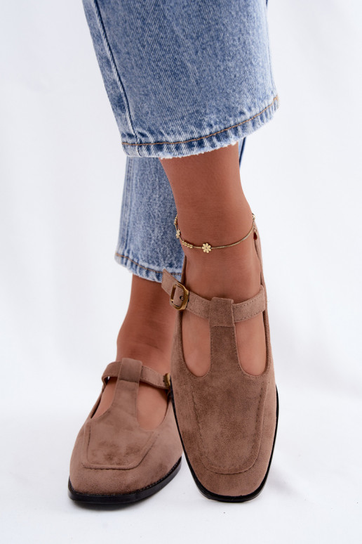 Damen Schuhe mit Riemen aus Kunstveloursleder in khaki Bonnia