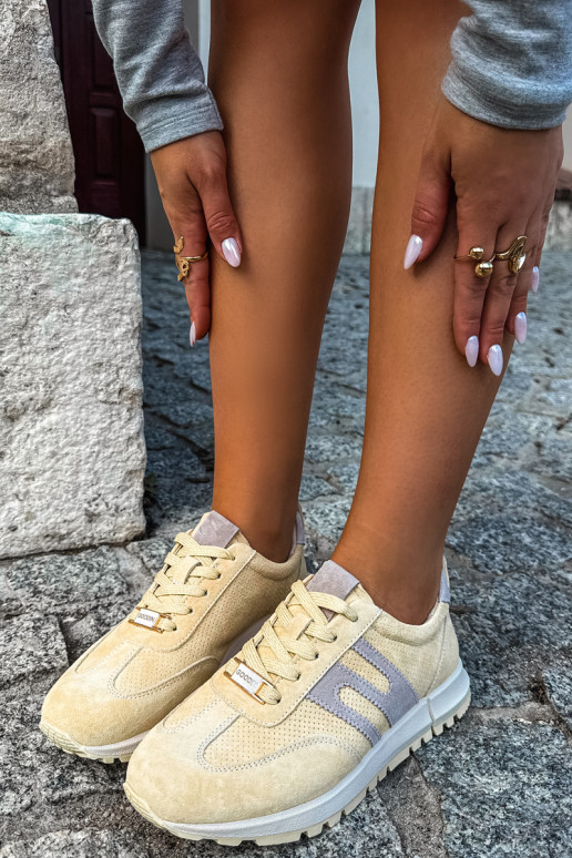 Gelbe Damen-Sneaker Lovey aus Kunstveloursleder