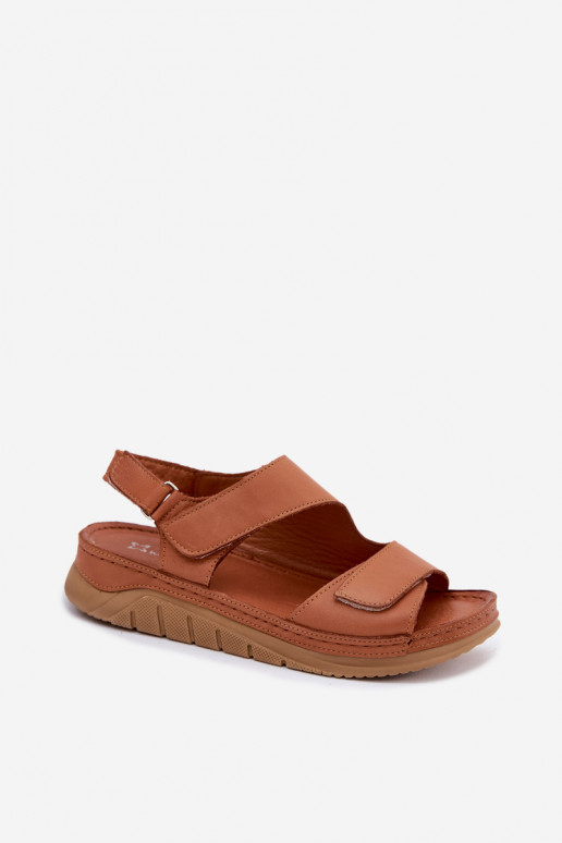 Braune Damen-Sandalen mit Plattform und klebrigen Verschlüssen