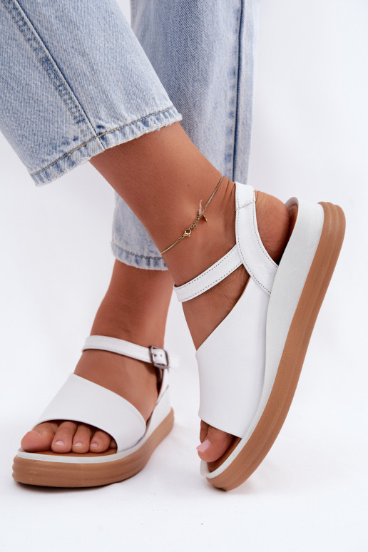 Weiße Damen-Sandalen mit Plattform