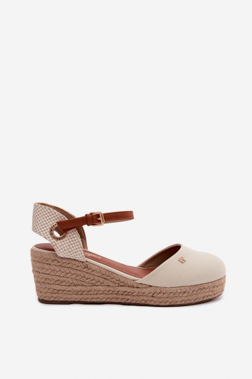 Sandfarbene Espadrilles mit Plattform