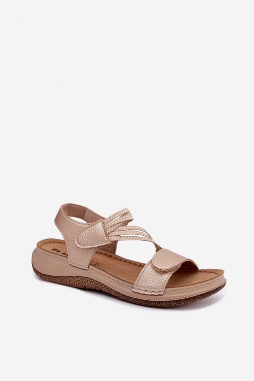 Goldene Damen-Sandalen mit elastischen Riemen