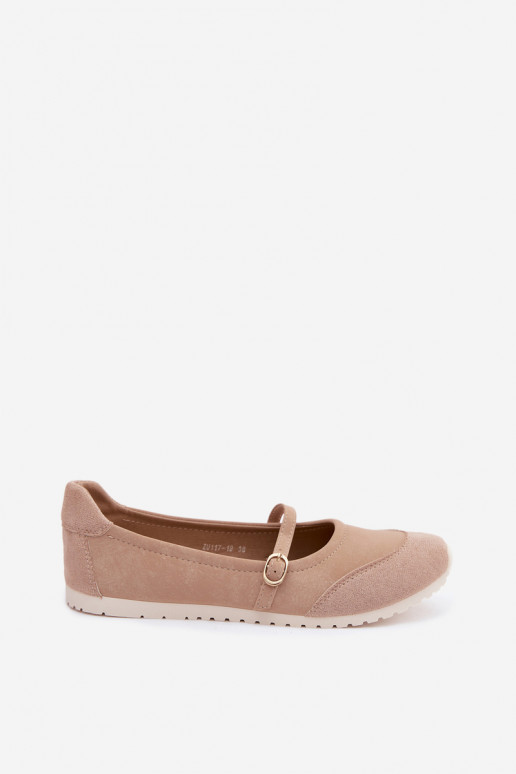 Sportliche Ballerinas mit Riemen in Sand Charmy
