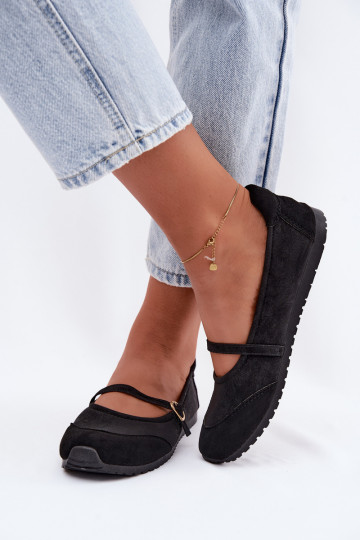 Sportliche Ballerinas mit Riemen in Schwarz Charmy 2