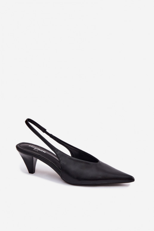 Sandalen mit Absatz aus Kunstleder in Schwarz Sapphire
