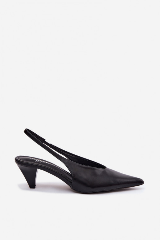 Sandalen mit Absatz aus Kunstleder in Schwarz Sapphire