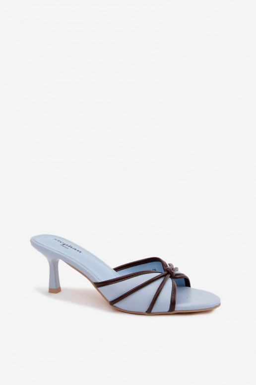 Damen-Slipper mit dünnen Absätzen aus Kunstleder in Blau Orchidia