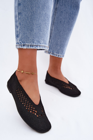Ausschnitt flache Ballerinas in schwarz Hibisca 2